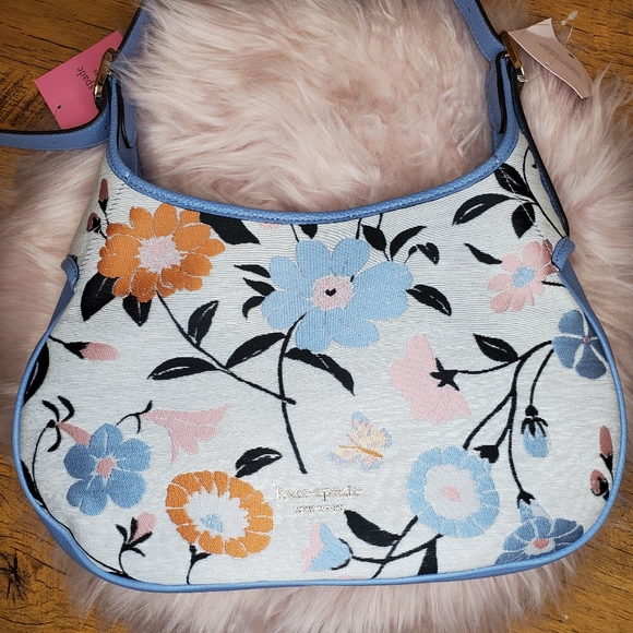 Penny Floral Jacquard Small Hobo Bag NWT Kate spade crossbody floral garden - Picture 7 of 12